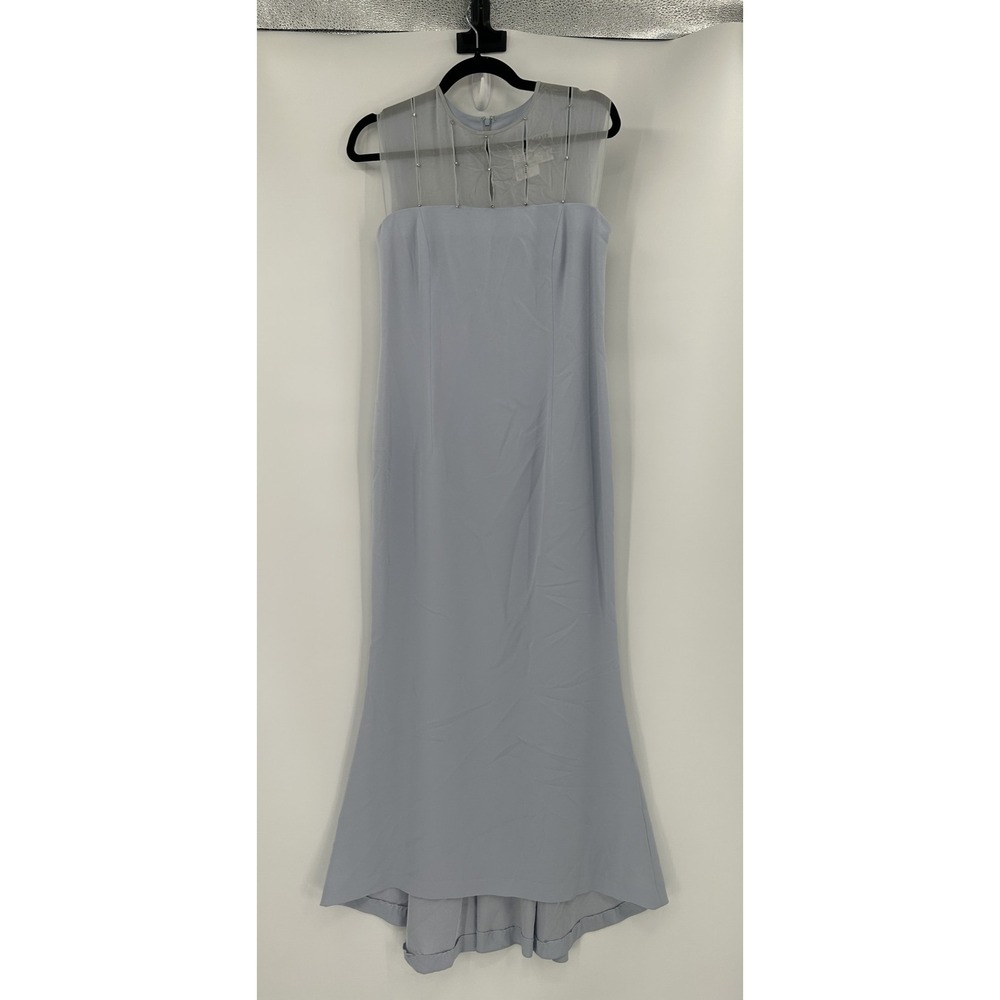 Daymor Couture Dress Womens 6 Light Blue Sleeveless‎ Illusion Neck Formal Gown